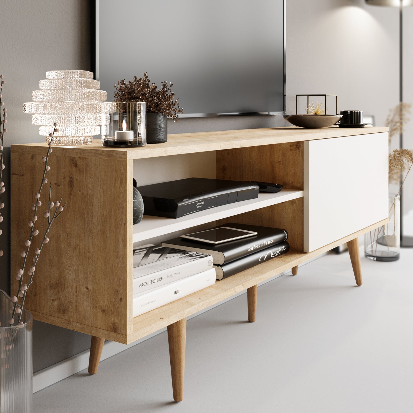 TV Unit Pi - White, Sapphire-PI63TS02