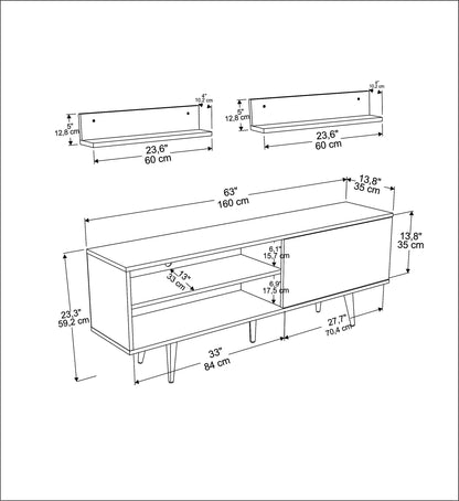 TV Unit Pi - White, Sapphire-PI63TS02