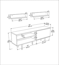 TV Unit Pi - White, Sapphire-PI63TS02