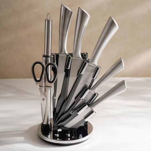 lerato 7-piece knife with stainless steel block set -chrome