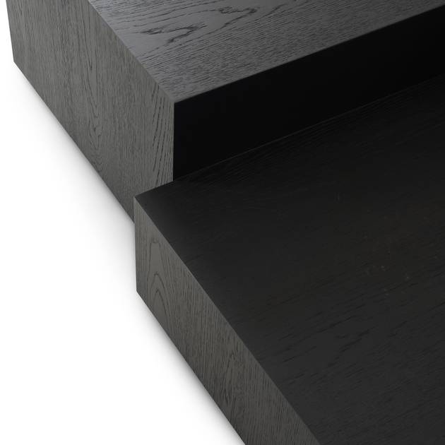 Dark wooden shelf with a smooth finish on a white background