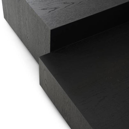 Dark wooden shelf with a smooth finish on a white background