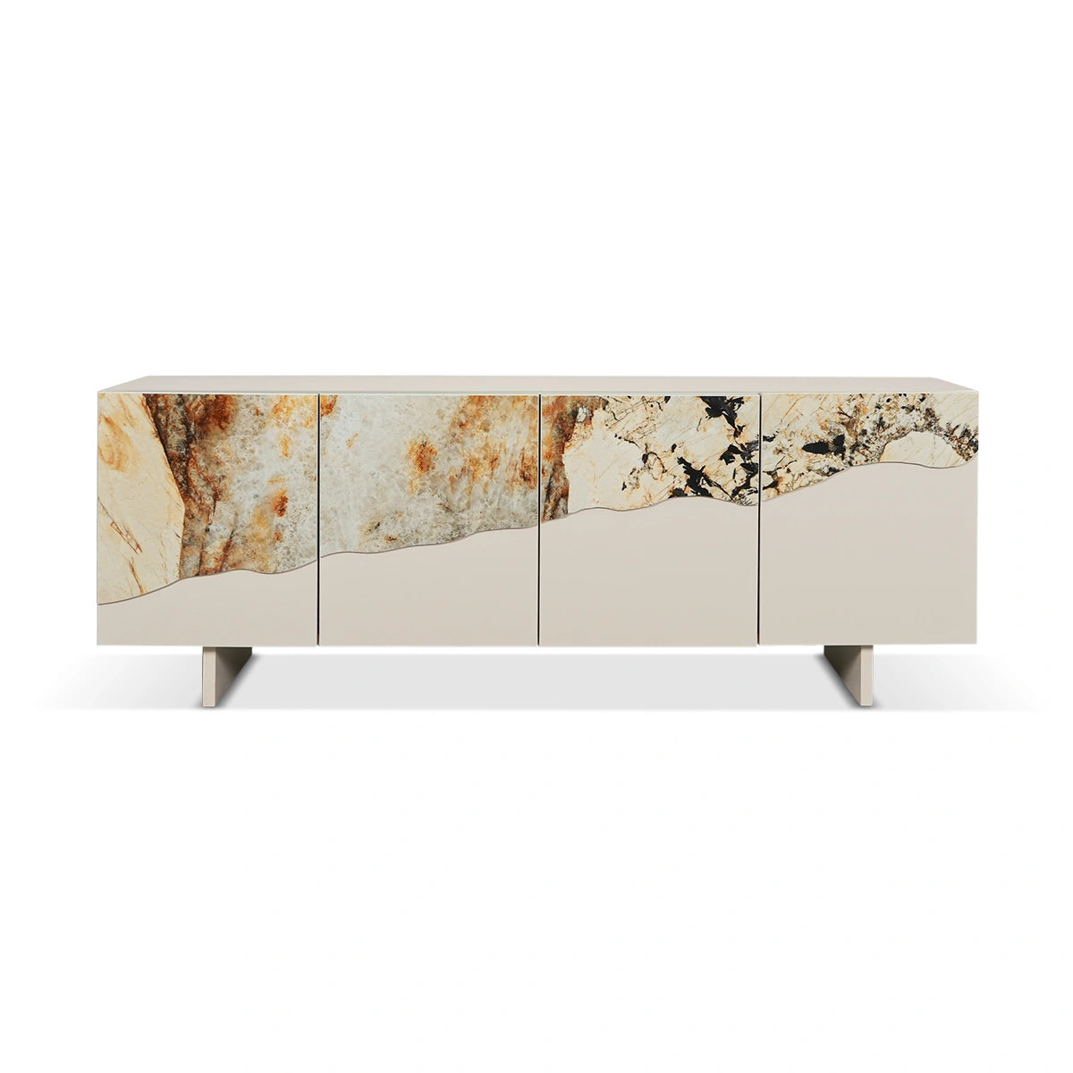 Marble-patterned sideboard on a white background