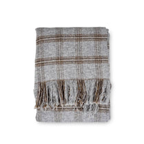 Plaid blanket with fringes on a white background