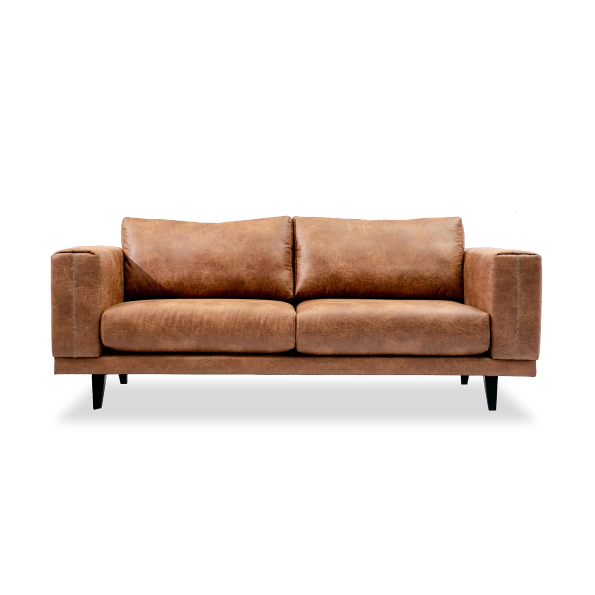 Brown leather sofa on a white background