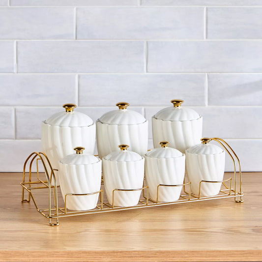 Raqiya 7-Piece Canister Set with Metal Stand