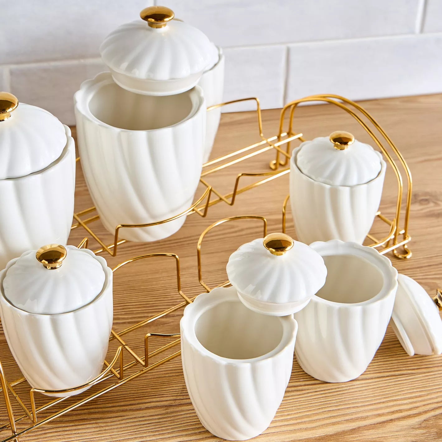 Raqiya 7-Piece Canister Set with Metal Stand