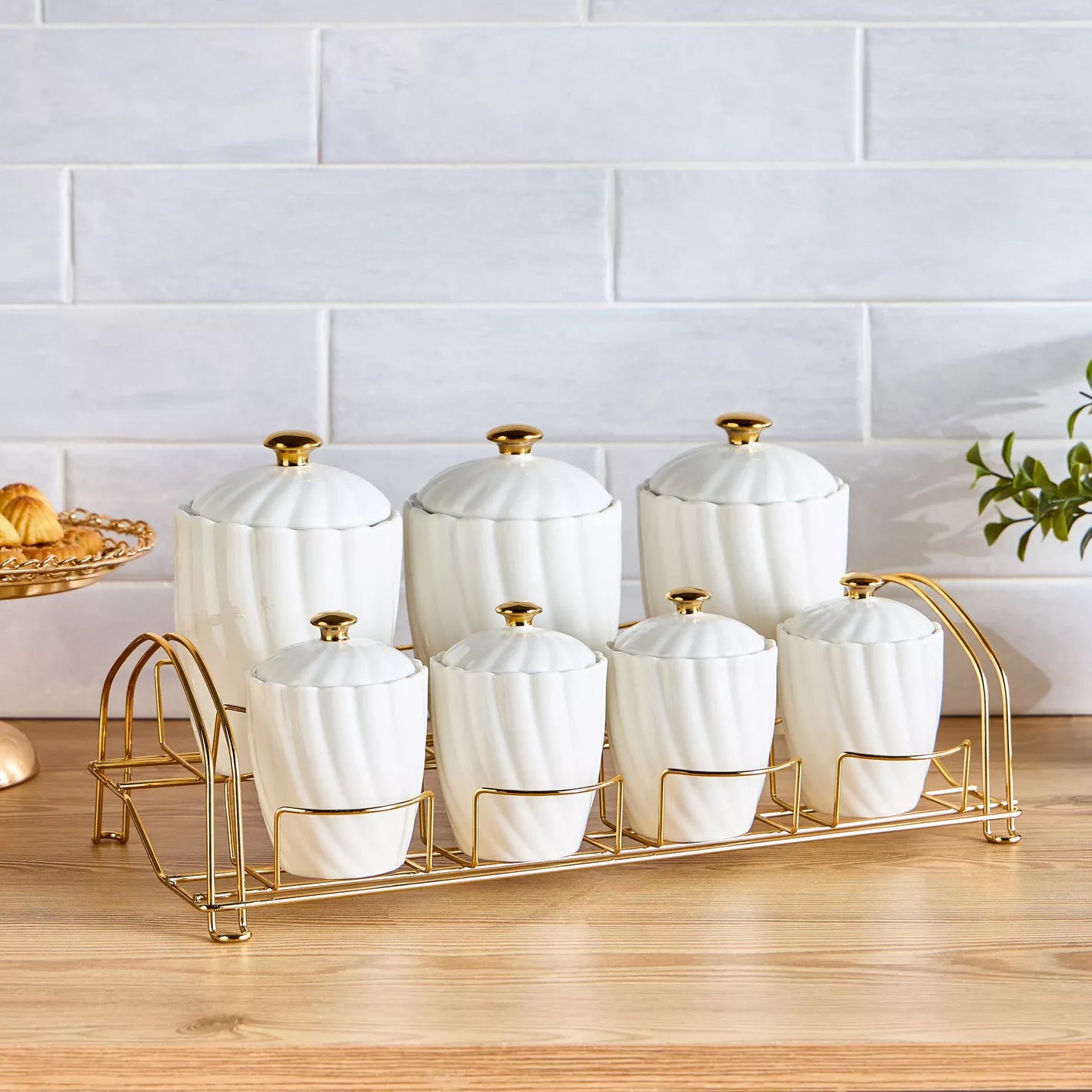 Raqiya 7-Piece Canister Set with Metal Stand