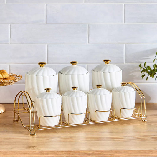 Raqiya 7-Piece Canister Set with Metal Stand
