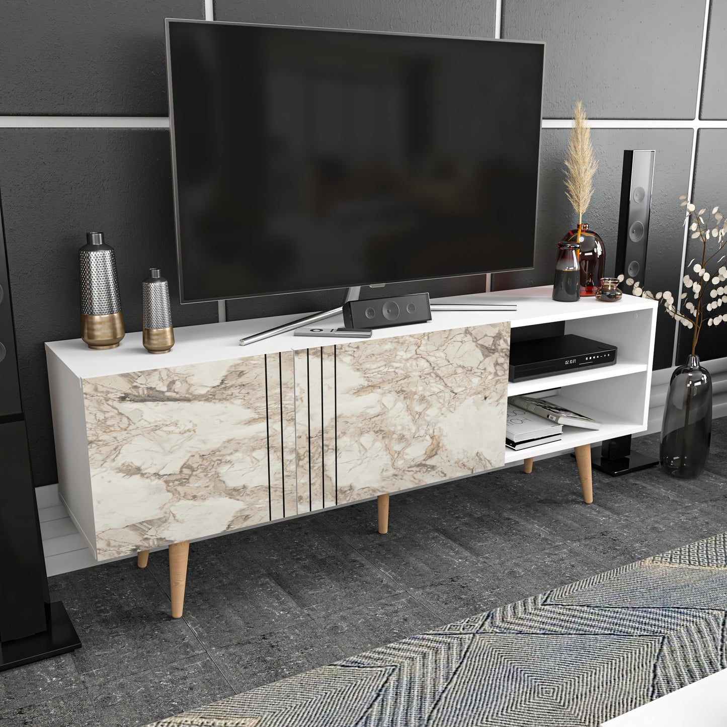 TV Stand Ronas - White-RON63TS02