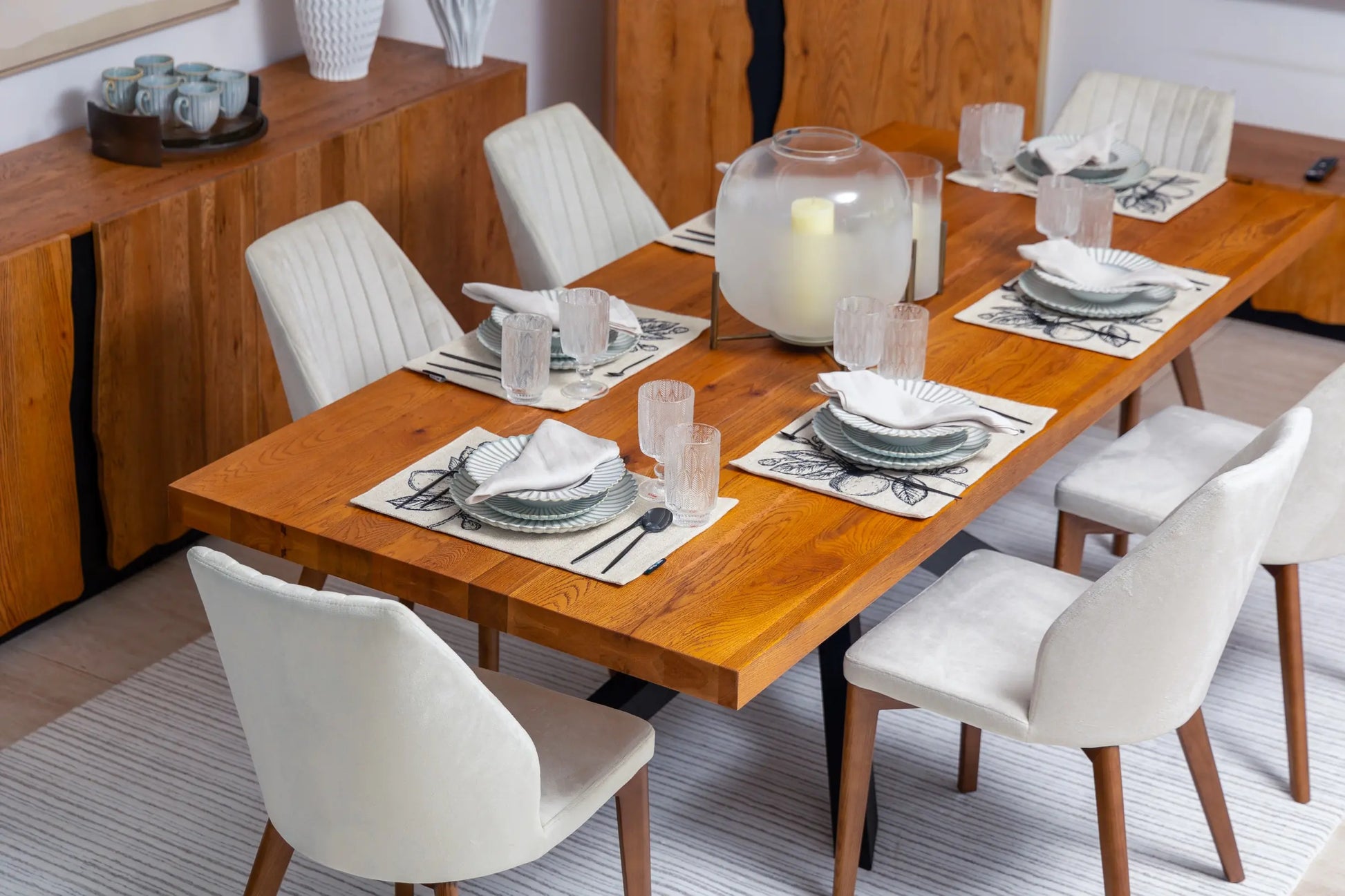 Rochelle Dining Chair Beige Walnut Leg