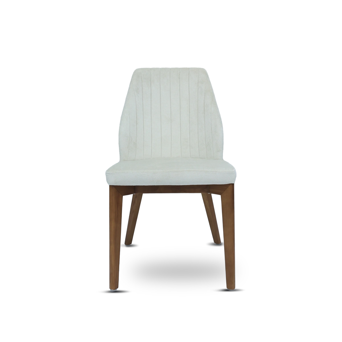 White chair with wooden legs on a white background