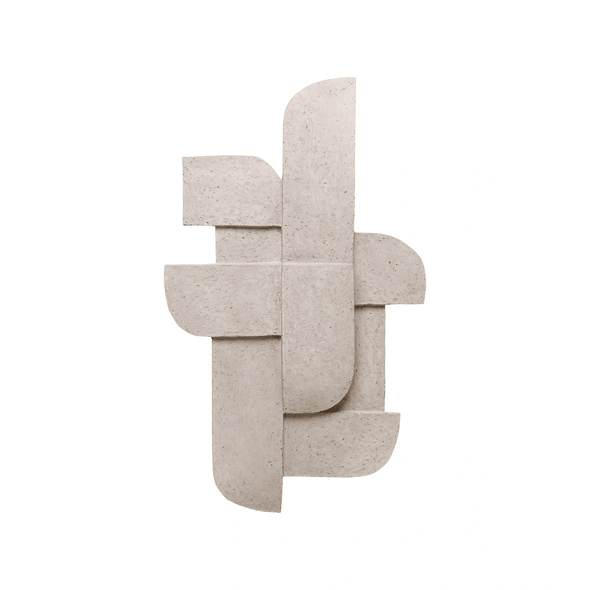Beige woven wall art piece on a white background