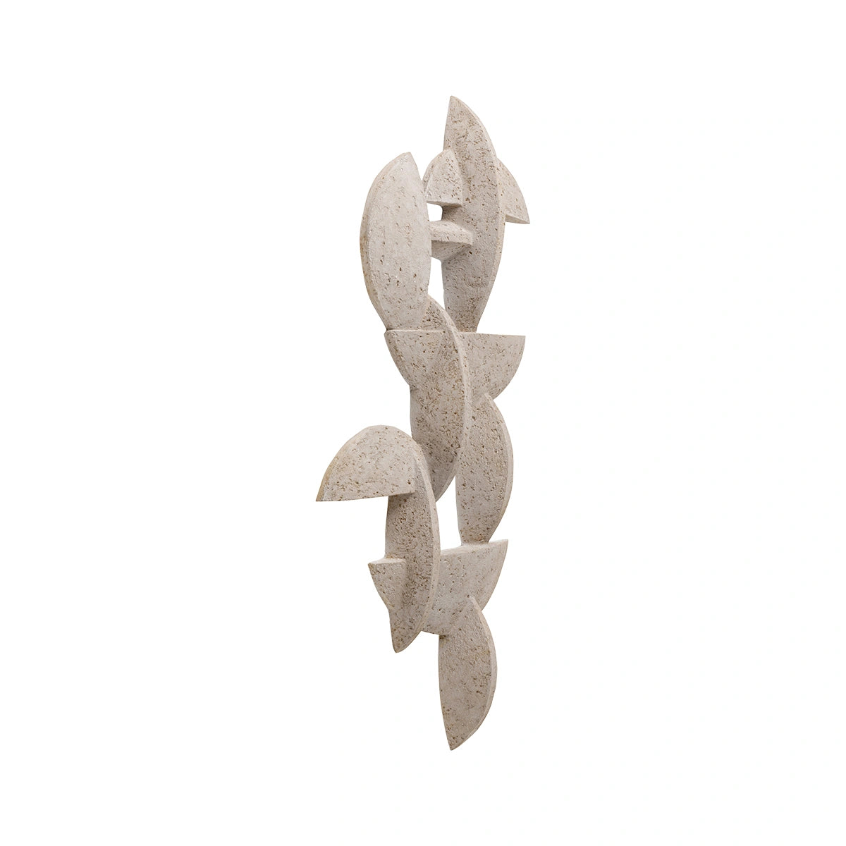 Decorative wall art with abstract, organic shapes on a white background