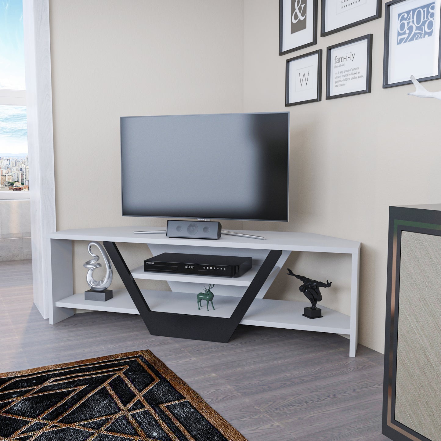 Sares TV Unit White Black