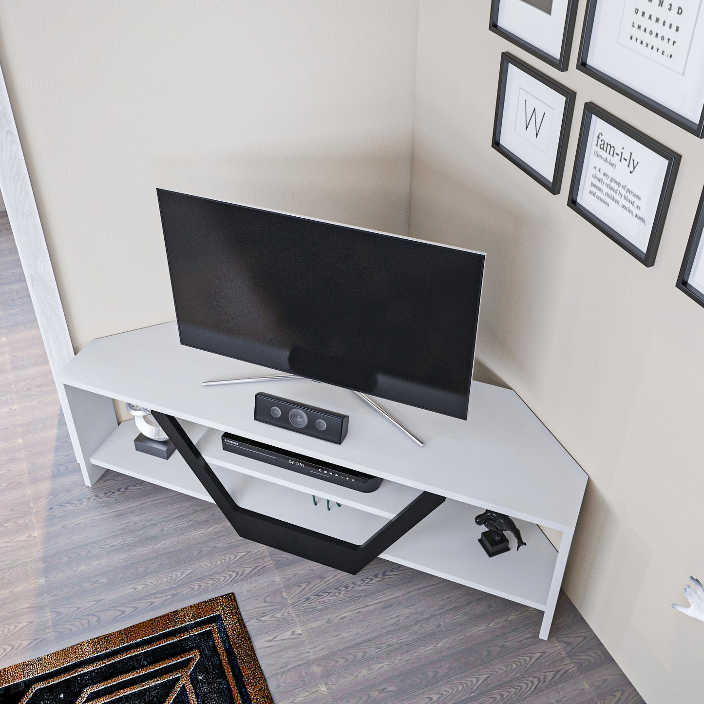 Sares TV Unit White Black