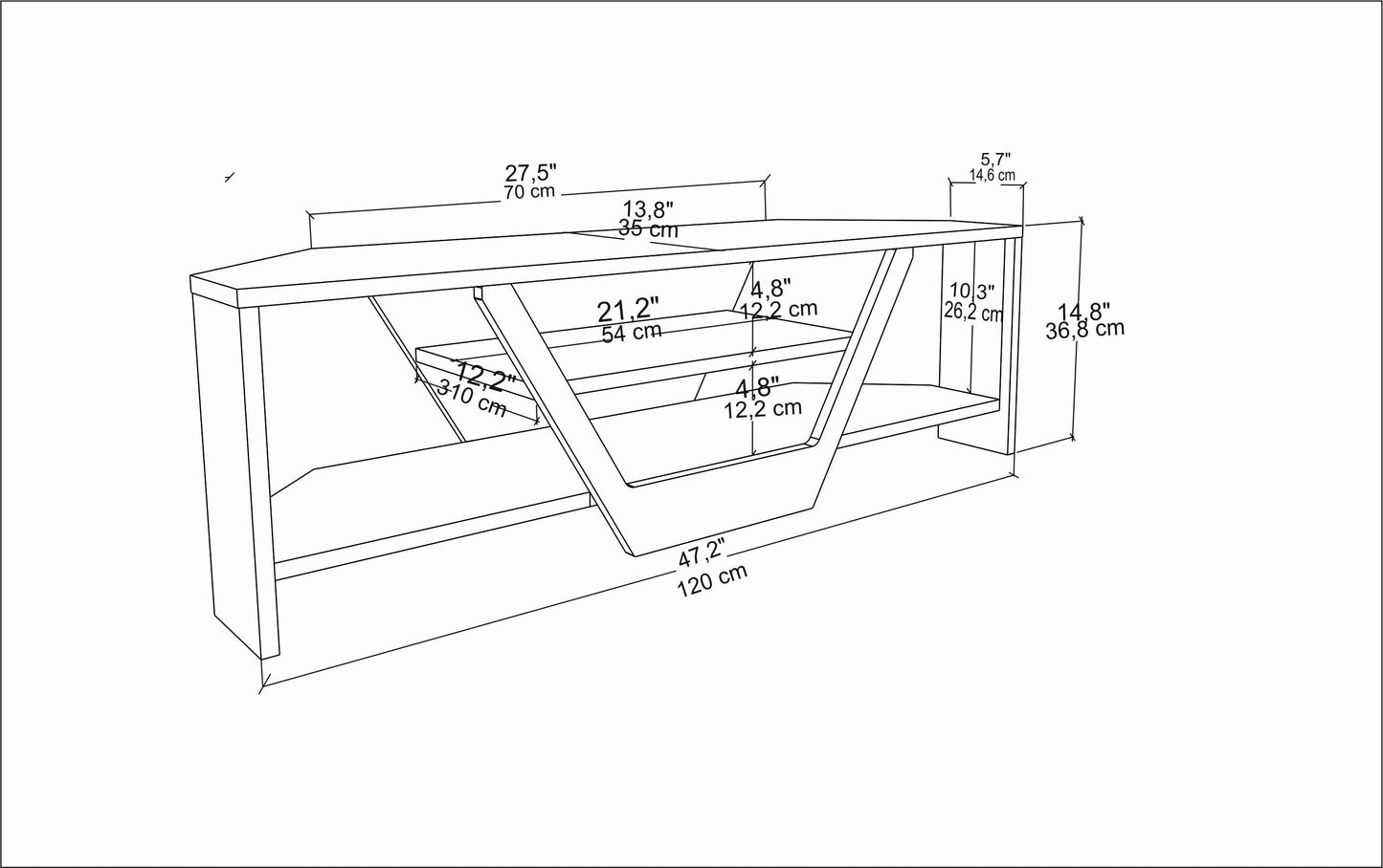 Sares TV Unit White Black
