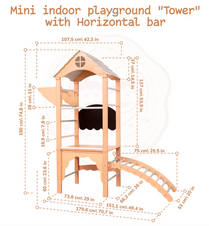 Mini Indoor Tower with Swedish Ladder, Slide, and bars