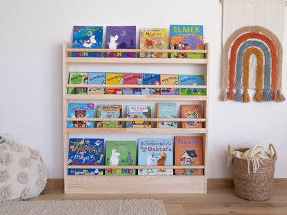 Solid Wood Wall Bookshelf with Floor Attachment