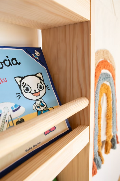 Solid Wood Wall Bookshelf with Floor Attachment