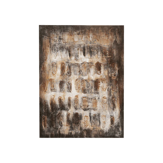 Abstract art piece with brown and beige tones on a white background