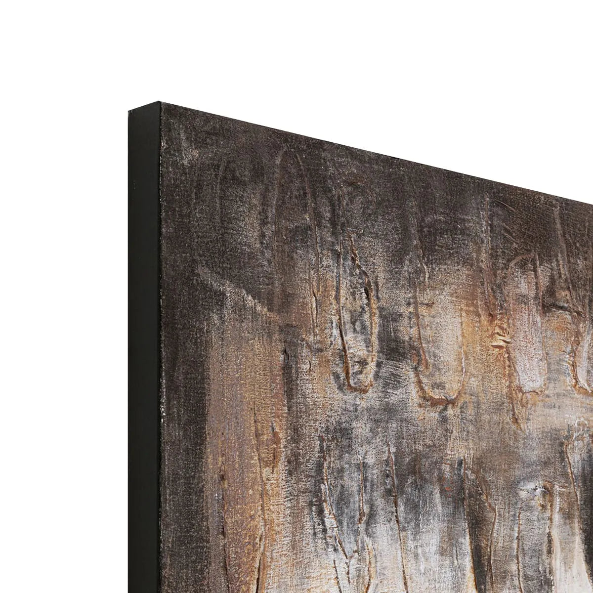 Abstract art with brown and gray tones on a textured surface