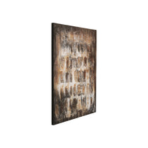 Abstract art piece with brown and beige tones on a white background