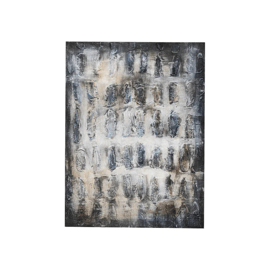 Abstract art piece with textured patterns on a white background