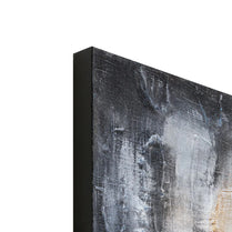 Close-up of a textured black frame with an abstract painting inside