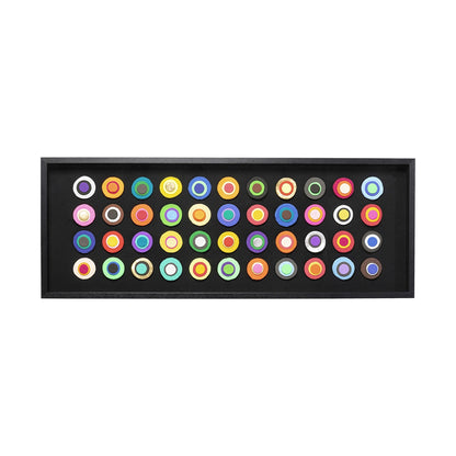 Colorful circular pattern on a black background