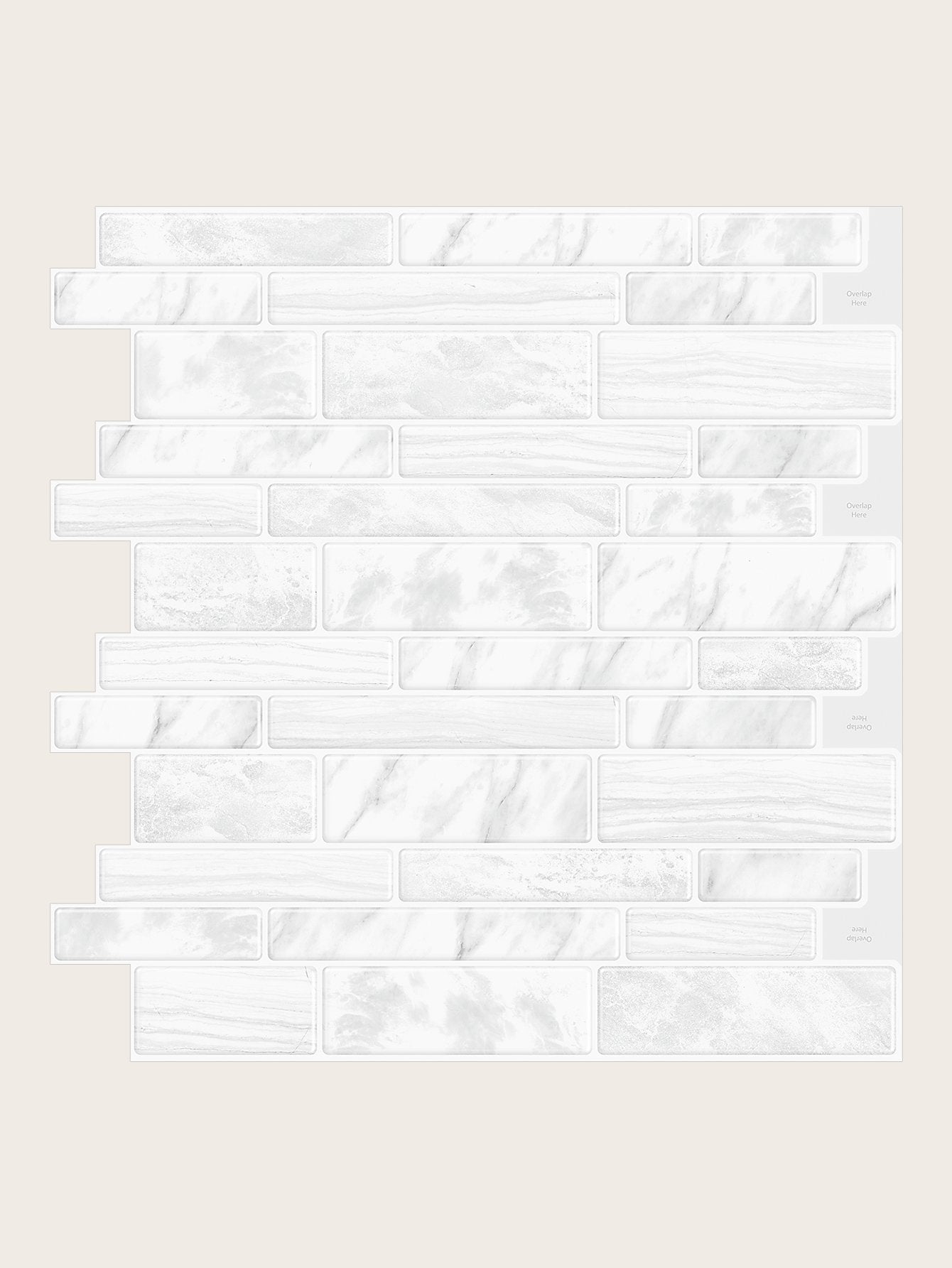 White Marble Strip Large Size Vinyl Tile T80011