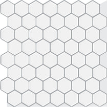 1.2mm Peel and Stick Hexagon White Small Wall Tiles Home Decor Bathroom Living Room T80019