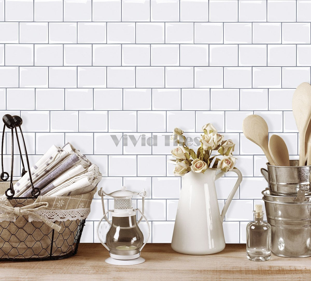 White Brick Vinyl Tile T80025