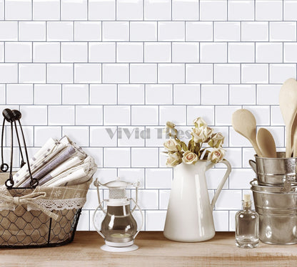 White Brick Vinyl Tile T80025