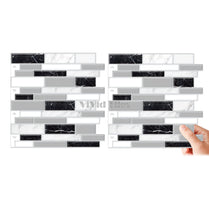 1.2mm Home decor peel and stick black and white stripe vinyl wall tile T80082