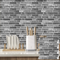 Gray Brick Strips Vinyl Wall Tile T80127