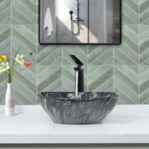 Chevron Green Marble Vinyl Tile