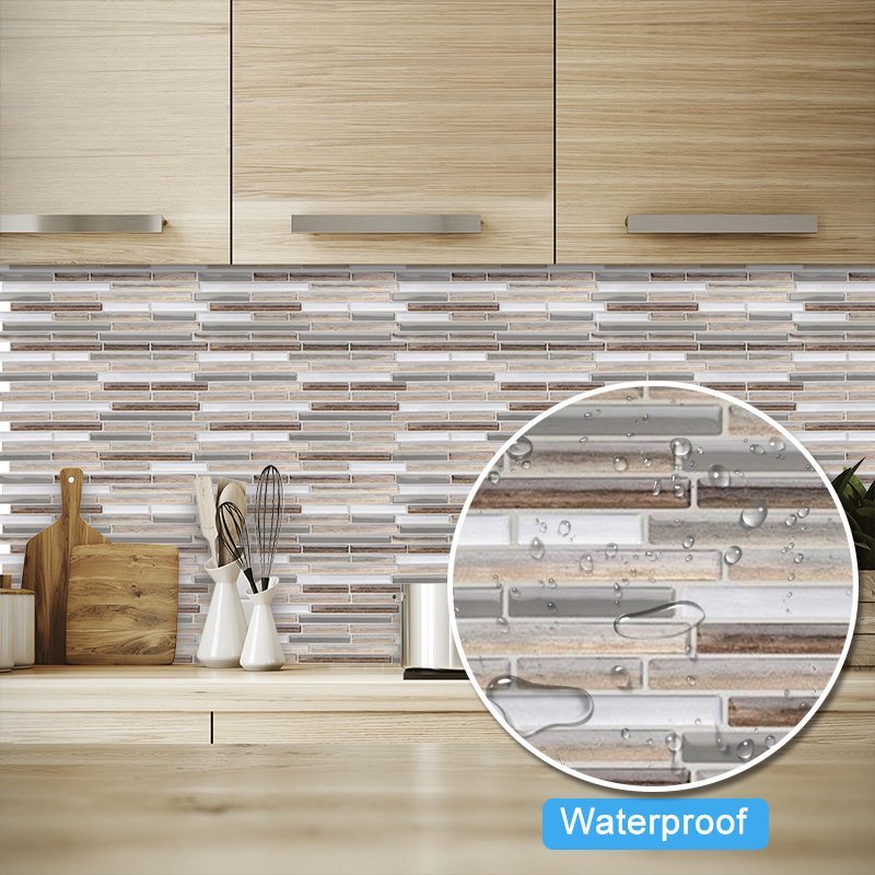 Beige Marble and Sliver Mixed Strip Vinyl Tiles T80706