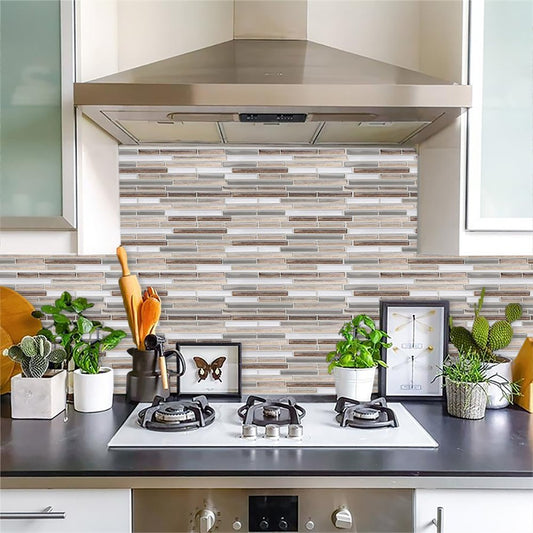 Beige Marble and Sliver Mixed Strip Vinyl Tiles T80706
