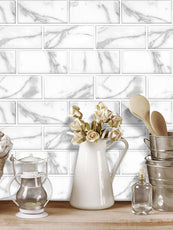 White Marble Subway Vinyl Tile T80738