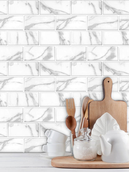 White Marble Subway Vinyl Tile T80738