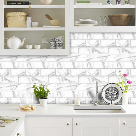 White Marble Subway Vinyl Tile T80738