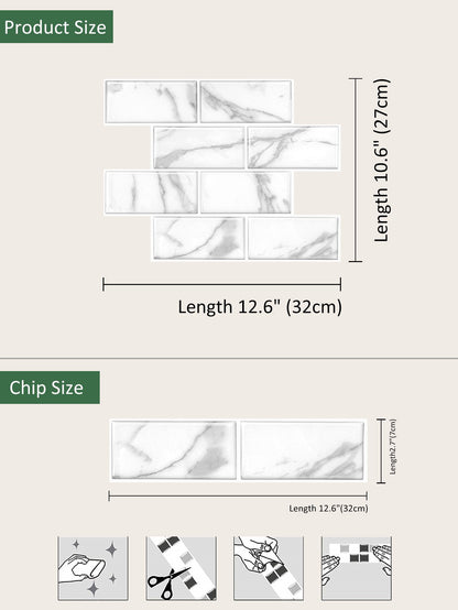 White Marble Subway Vinyl Tile T80738