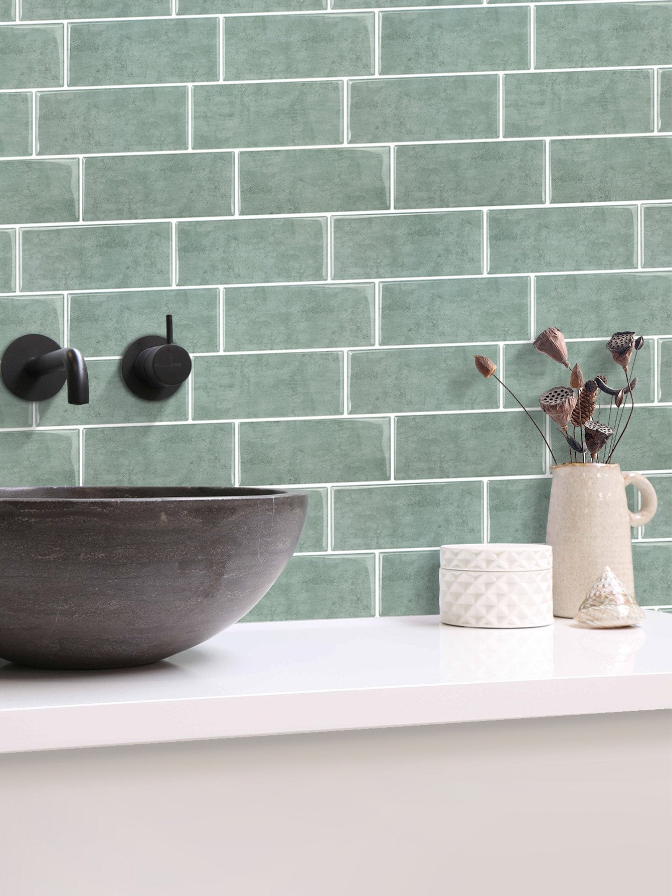 Subway Green Marble Vinyl Tiles T80764