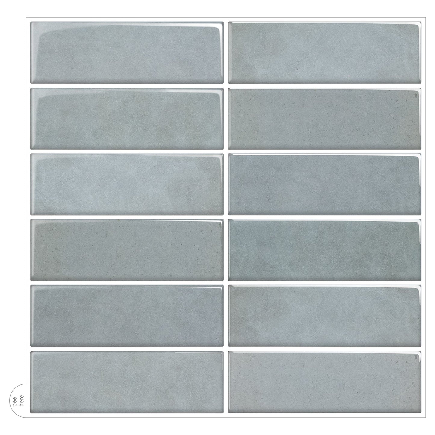 1.2mm Peel and Stick Gray blue Rectangular Wall Tiles Home Decor Kitchen T80778