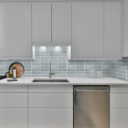 1.2mm Peel and Stick Gray blue Rectangular Wall Tiles Home Decor Kitchen T80778