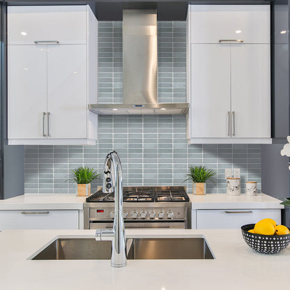 1.2mm Peel and Stick Gray blue Rectangular Wall Tiles Home Decor Kitchen T80778