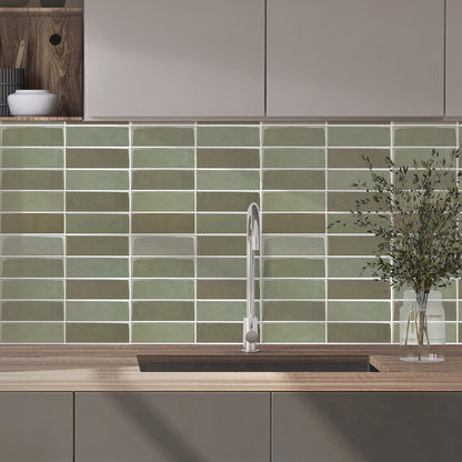 1.2mm Peel and Stick Dark Green Rectangular Wall Tiles Home Decor Kitchen T80783