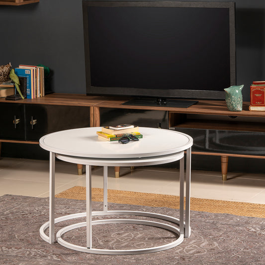 Nesting Table (2 Pieces) Tambur - White-TB2PCT04