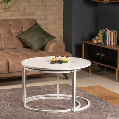 Nesting Table (2 Pieces) Tambur - White-TB2PCT04